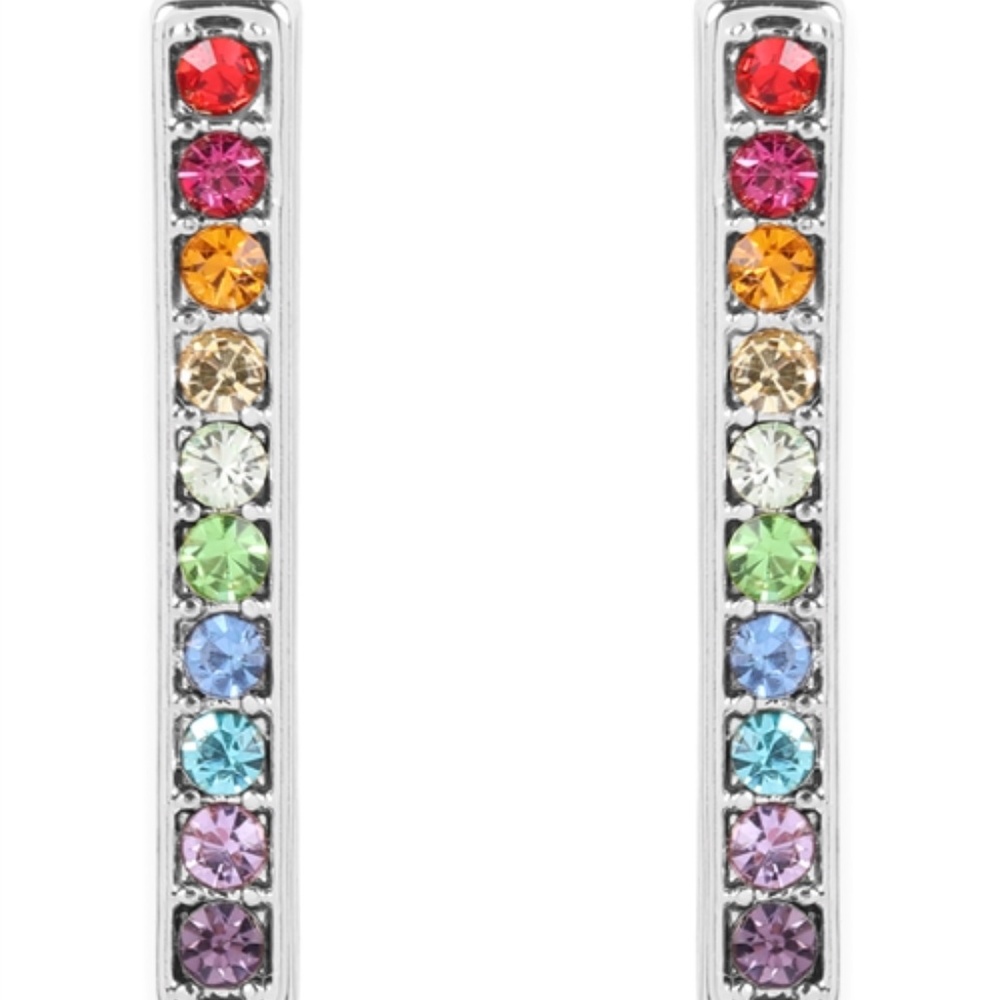 Rainbow Rhinestone bar earring's - Picture 3 of 10